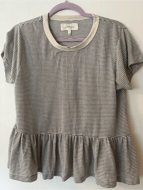 THE GREAT. striped peplum tee